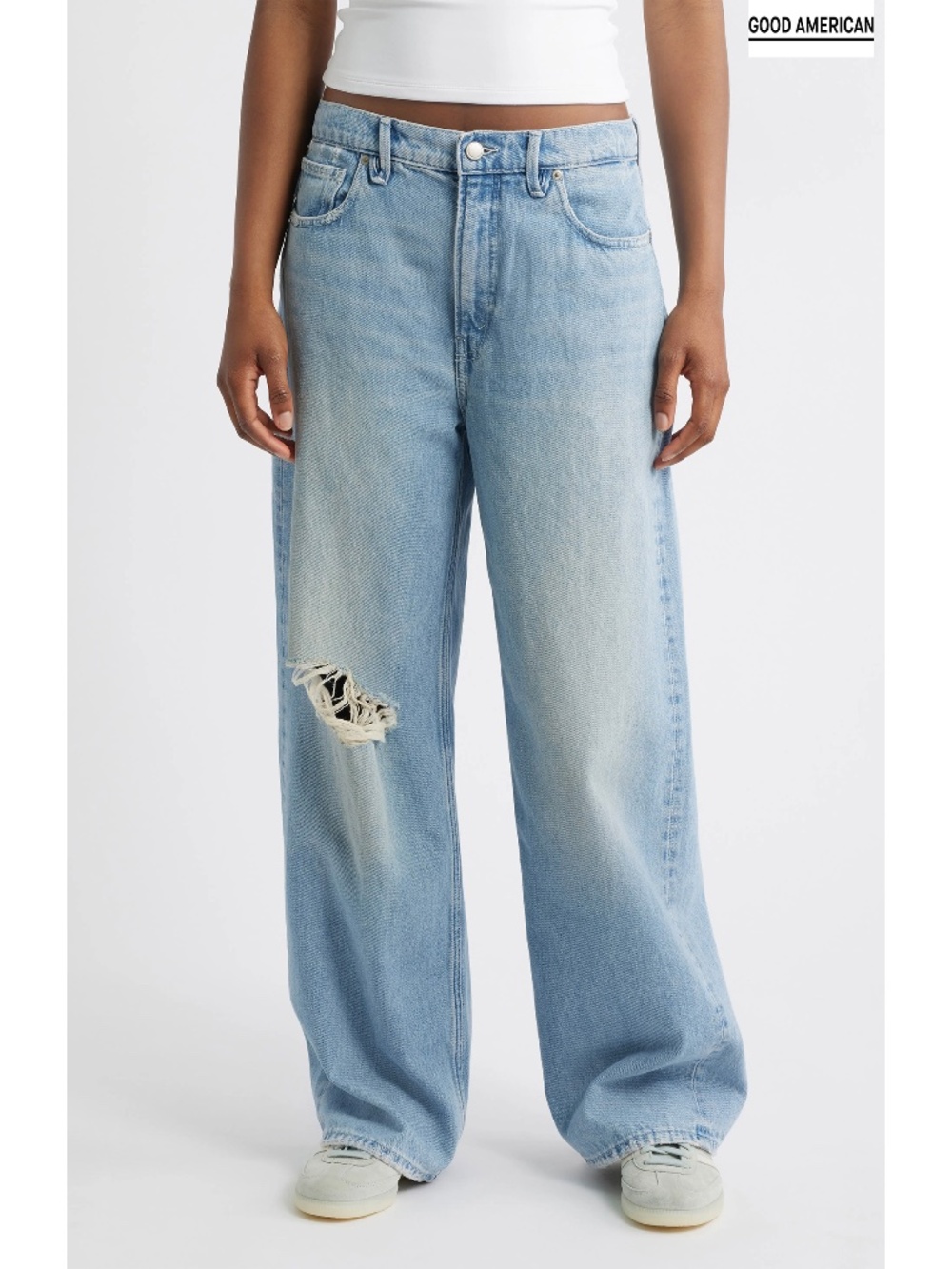 GOOD AMERICAN NWT GOOD STANDARD BAGGY INDIGO866 WIDE LEG JEAN. SIZE 4/27